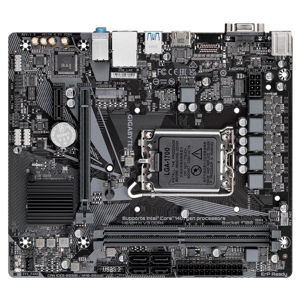 Placa-Mãe Gigabyte H610M H V3, Intel LGA 1700, M-ATX, DDR4, M.2, Preto - H610M H V3
