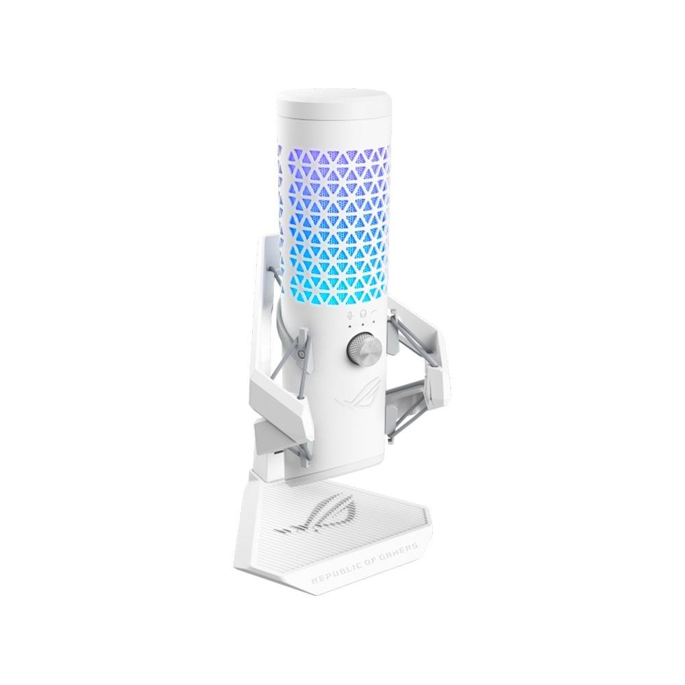 Microfone Gamer de Mesa ASUS ROG Carnyx, RGB, USB, PC e Mac, Anti-vibração, Branco - 90YH03Z0-BAUA10