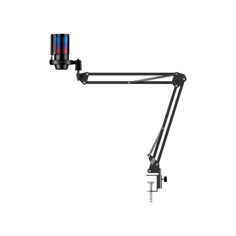 Microfone Gamer Rise Mode Elite 08 com Suporte de Mesa, RGB, USB-C, Preto - RM-ME-08-B