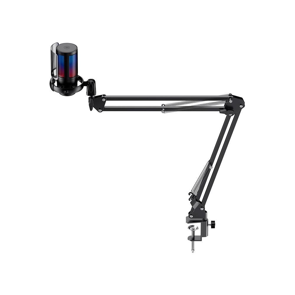 Microfone Gamer Rise Mode Elite 08 com Suporte de Mesa, RGB, USB-C, Preto - RM-ME-08-B