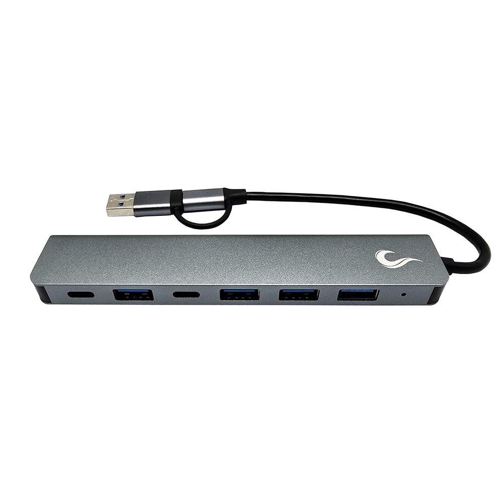 HUB Rise Mode 04 USB-C 3.0, 7 em 1, para 4x USB 2.0, 2x USB-C, 1x USB 3.0, Cinza - RM-HUB-04 HUB Rise Mode 04 USB-C 3.0, 7 em 1, para 4x USB 2.0, 2x USB-C, 1x USB 3.0, Cinza - RM-HUB-04