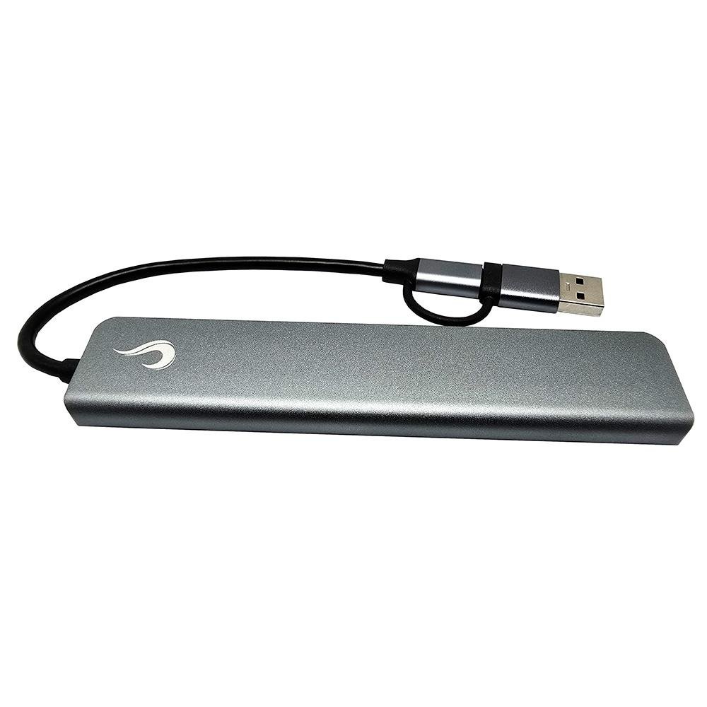 HUB Rise Mode 04 USB-C 3.0, 7 em 1, para 4x USB 2.0, 2x USB-C, 1x USB 3.0, Cinza - RM-HUB-04 HUB Rise Mode 04 USB-C 3.0, 7 em 1, para 4x USB 2.0, 2x USB-C, 1x USB 3.0, Cinza - RM-HUB-04