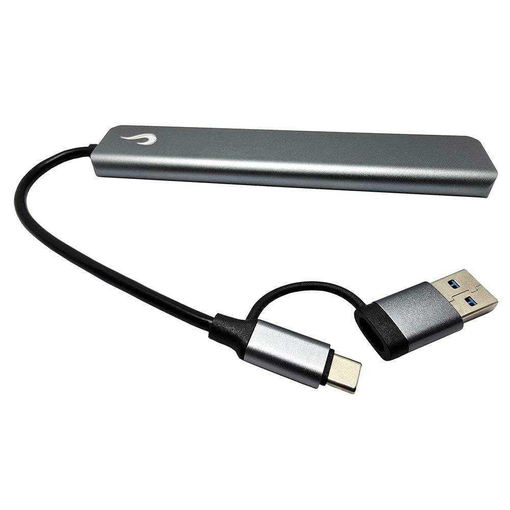 HUB Rise Mode 04 USB-C 3.0, 7 em 1, para 4x USB 2.0, 2x USB-C, 1x USB 3.0, Cinza - RM-HUB-04 HUB Rise Mode 04 USB-C 3.0, 7 em 1, para 4x USB 2.0, 2x USB-C, 1x USB 3.0, Cinza - RM-HUB-04