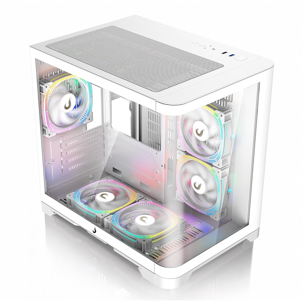 Gabinete Gamer Rise Mode Glass Curvo, M-ATX, Lateral e Frente em Vidro Temperado, Branco - RM-GA-GC-FW Gabinete Gamer Rise Mode Glass Curvo, M-ATX, Lateral e Frente em Vidro Temperado, Branco - RM-GA-GC-FW