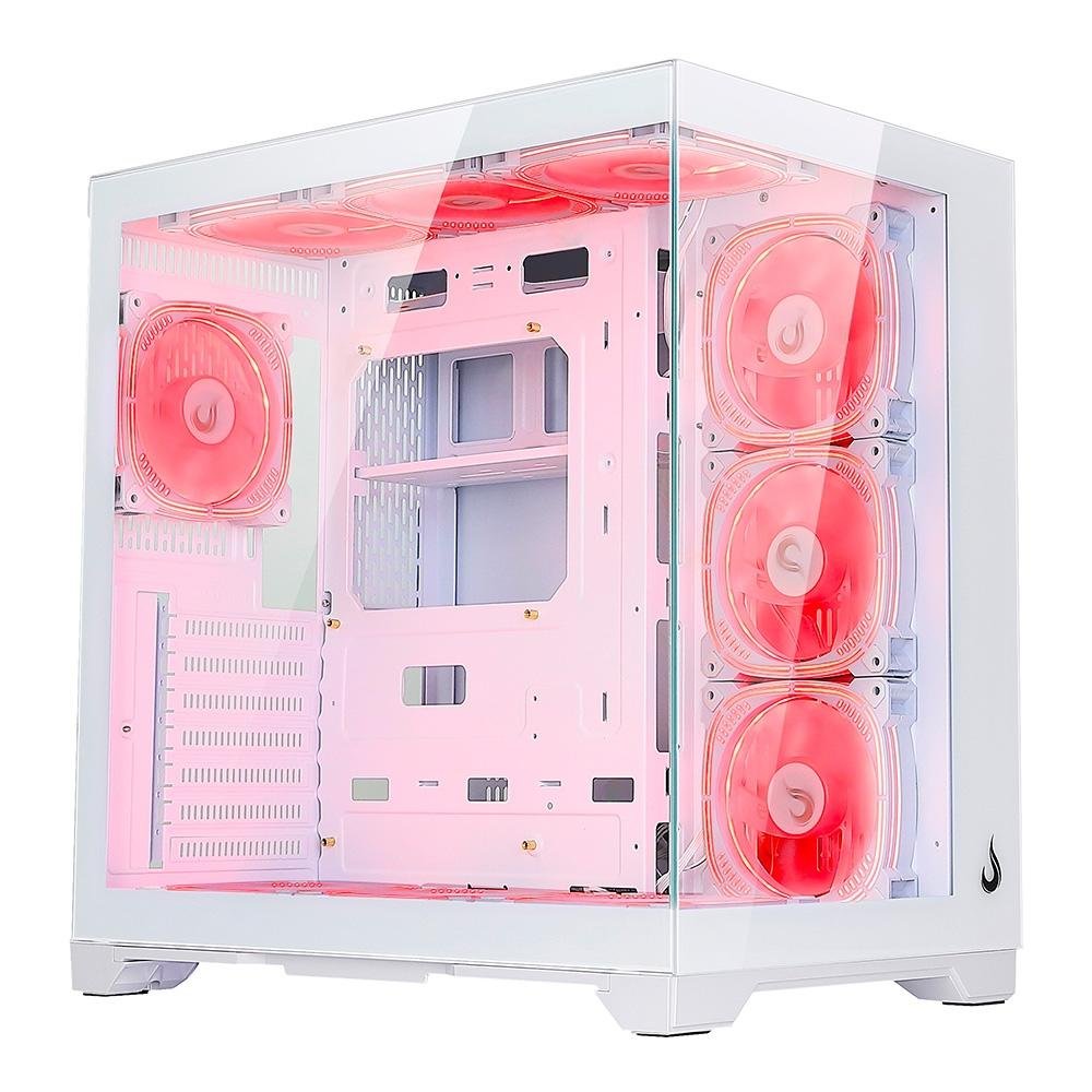 Gabinete Gamer Rise Mode Galaxy Glass Standard V2, Mid Tower, ATX, Lateral e Frontal em Vidro Temperado, Com 10 Ventoinhas, Branco - RM-GA-GGSW2-ARGB Gabinete Gamer Rise Mode Galaxy Glass Standard V2, Mid Tower, ATX, Lateral e Frontal em Vidro Temperado, Com 10 Ventoinhas, Branco - RM-GA-GGSW2-ARGB