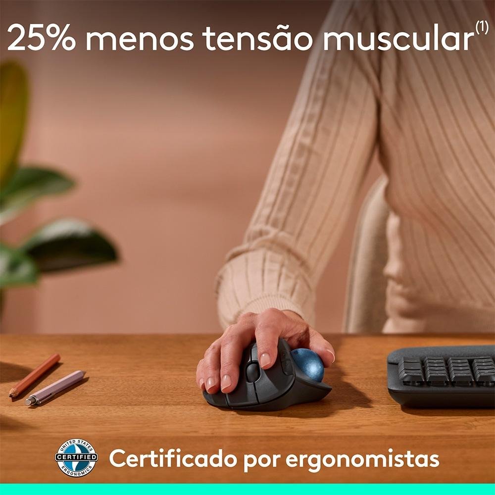 Mouse Sem Fio Logitech ERGO M575S | KaBuM!