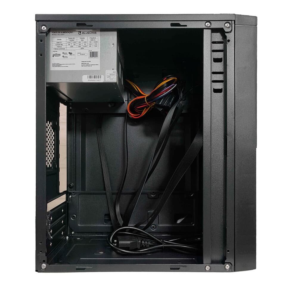 Gabinete Bluecase BG-2001, Mid tower, Com fonte 200W, 2 USB Frontal, Micro ATX e Mini ITX, com Fonte, Sem FANs, Preto - BG-2001BX