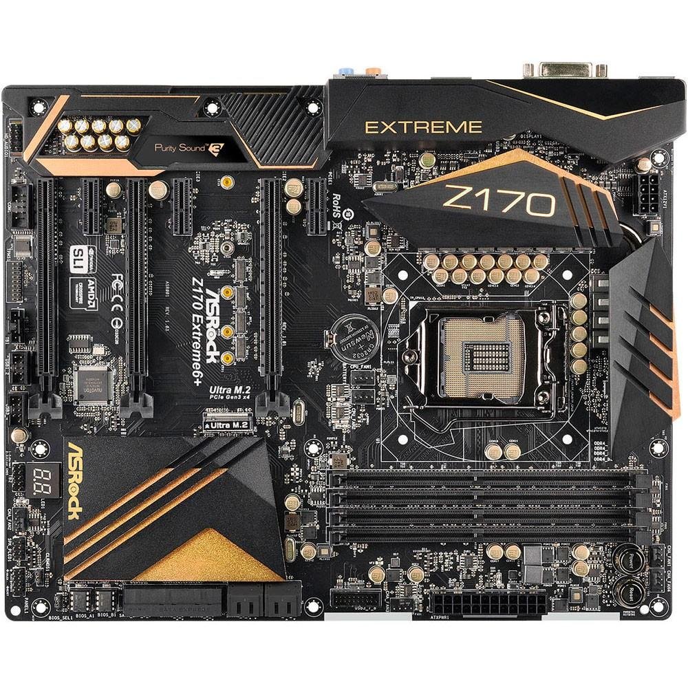 Placa-Mãe ASRock p/ Intel LGA 1151 ATX Z170 Extreme6+, DVI-D, HDMI, USB 3.1 Box Placa-Mãe ASRock p/ Intel LGA 1151 ATX Z170 Extreme6+, DVI-D, HDMI, USB 3.1 Box