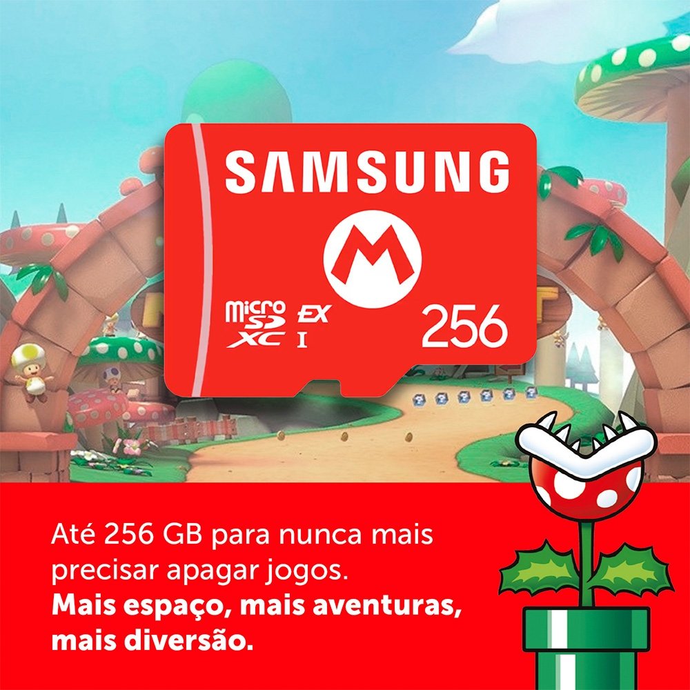 Cartão Samsung microSD 256GB Express para Nintendo Switch 2