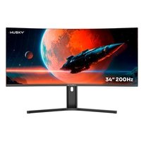 Monitor Gamer Curvo Husky Boreal 34", WQHD, Ultrawide, 200Hz, 1ms, Adaptive Sync, DisplayPort e HDMI, HDR - HMG00234PT