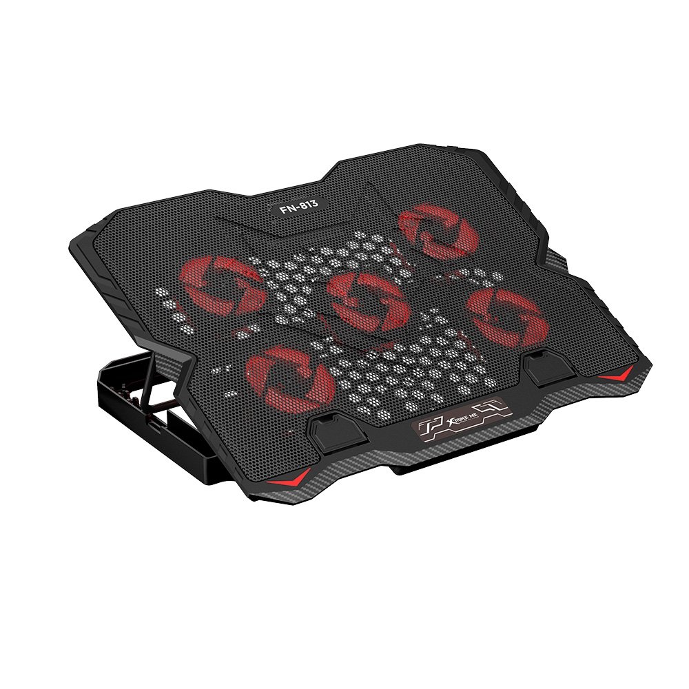 Base com Cooler para Notebook Xtrike Me, com 5 Fans, até 15.6", 2x USB, com Apoio para Celular, LED, Preto - FN-813 Base com Cooler para Notebook Xtrike Me, com 5 Fans, até 15.6", 2x USB, com Apoio para Celular, LED, Preto - FN-813