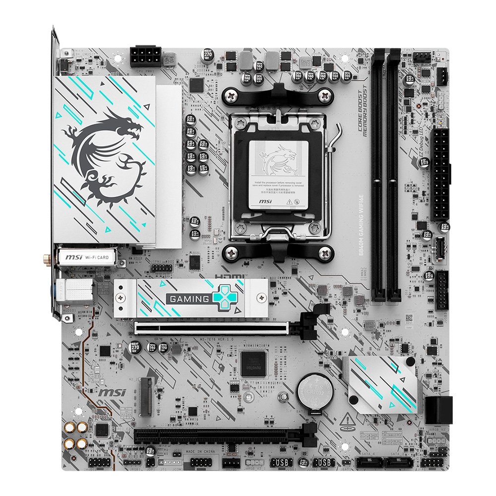 Placa Mãe MSI B840M GAMING WIFI6E, AMD AM5, DDR5, Bluetooth, Branco - B840M GAMING WIFI6E Placa Mãe MSI B840M GAMING WIFI6E, AMD AM5, DDR5, Bluetooth, Branco - B840M GAMING WIFI6E