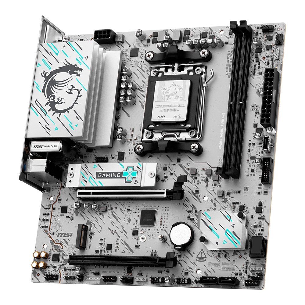 Placa Mãe MSI B840M GAMING WIFI6E, AMD AM5, DDR5, Bluetooth, Branco - B840M GAMING WIFI6E Placa Mãe MSI B840M GAMING WIFI6E, AMD AM5, DDR5, Bluetooth, Branco - B840M GAMING WIFI6E