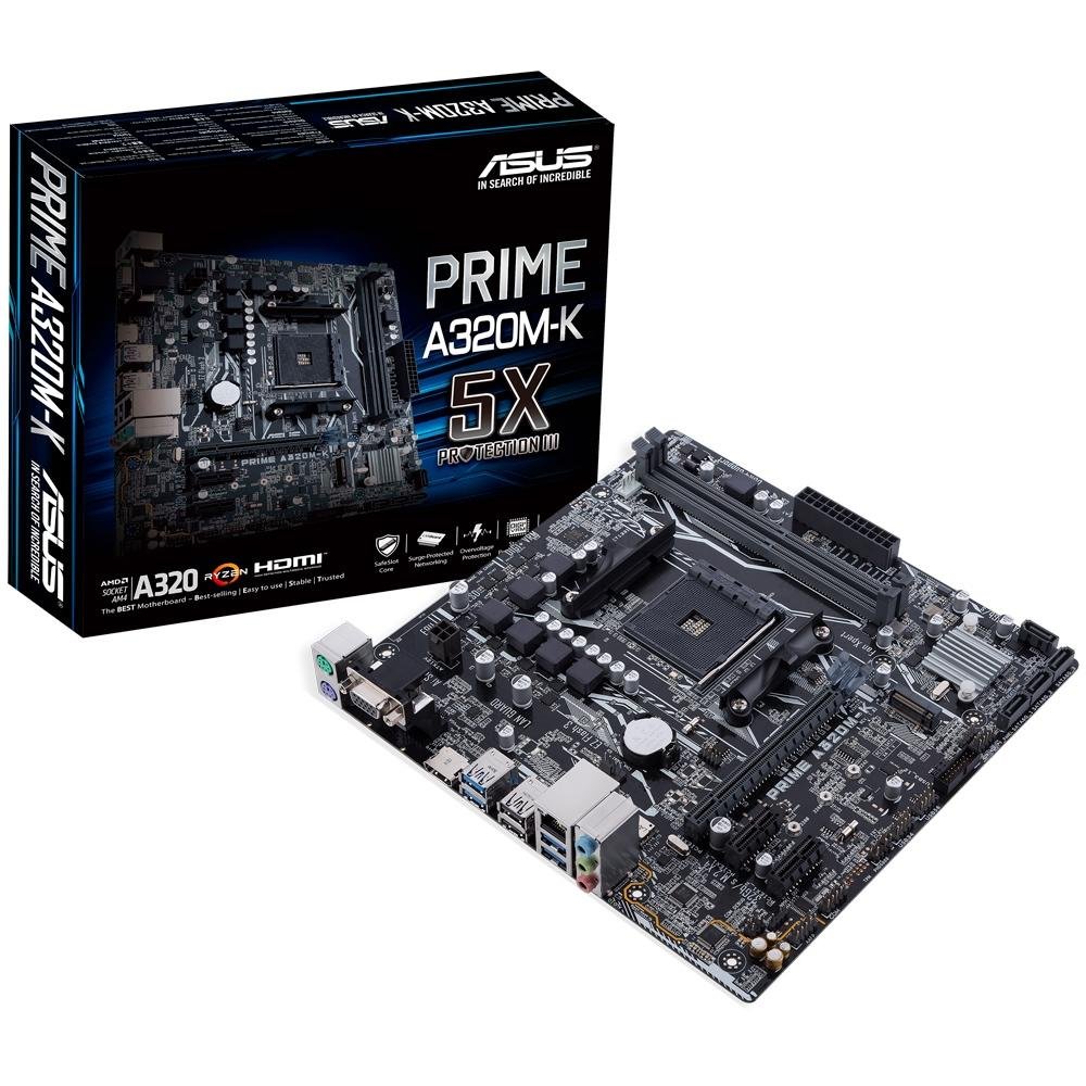 Placa-Mãe Asus Prime A320M-K, AMD AM4, mATX , DDR4 Placa-Mãe Asus Prime A320M-K, AMD AM4, mATX , DDR4
