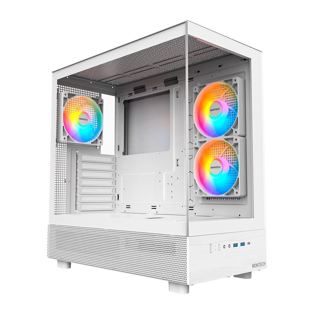 Gabinete Gamer Montech XR, Mid-Tower, ATX Vidro Temperado, Com 3X FansBranco - XRWH Gabinete Gamer Montech XR, Mid-Tower, ATX Vidro Temperado, Com 3X FansBranco - XRWH