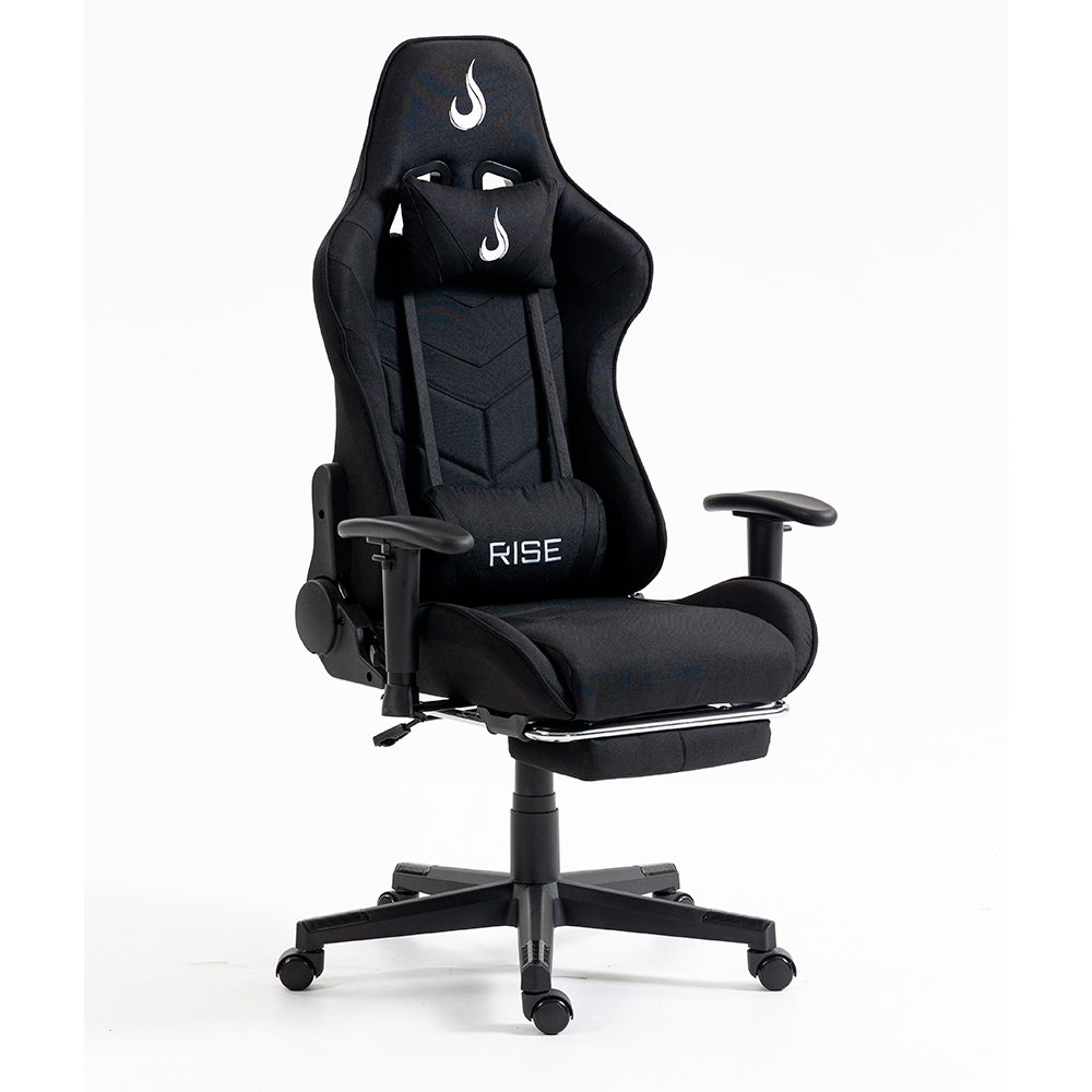 Cadeira Gamer Rise Mode X04, Ângulo Ajustável, Apoio Para os Pés Retrátil, Preto, Tecido - RM-CG-X04-BK-FBC - view 4