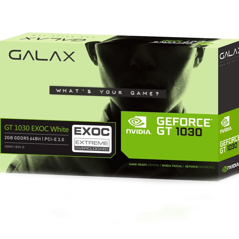 Placa de Vídeo VGA Galax NVIDIA GeForce GT 1030 2GB DDR5 64Bits Exoc 30NPH4HVQ5EW Placa de Vídeo VGA Galax NVIDIA GeForce GT 1030 2GB DDR5 64Bits Exoc 30NPH4HVQ5EW