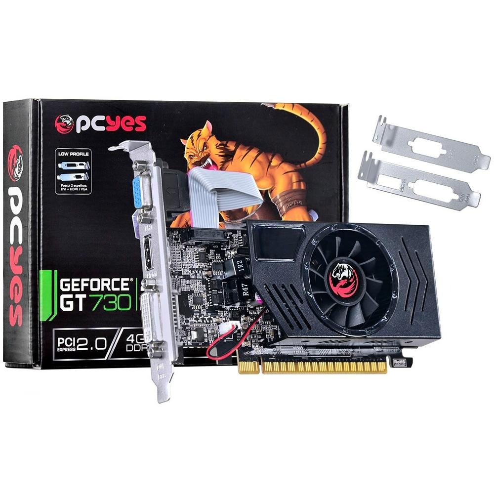 Placa de Video VGA NVIDIA PcYes GEFORCE GT 730 4GB DDR3 128Bit PGT73012804D3 Placa de Video VGA NVIDIA PcYes GEFORCE GT 730 4GB DDR3 128Bit PGT73012804D3