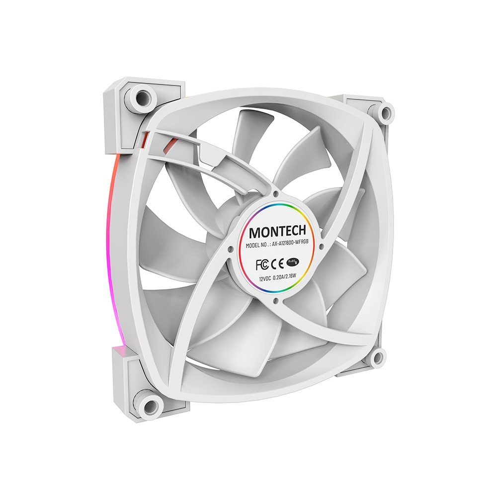 Kit com 3 Ventoinhas Montech AX120, 120mm, PWM, ARGB, Branco - AX120 PWM White 3 in 1