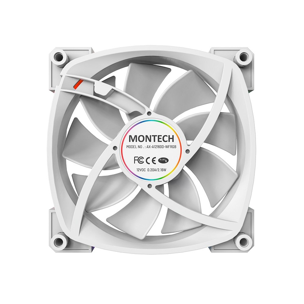Kit com 3 Ventoinhas Montech AX120, 120mm, PWM, ARGB, Branco - AX120 PWM White 3 in 1