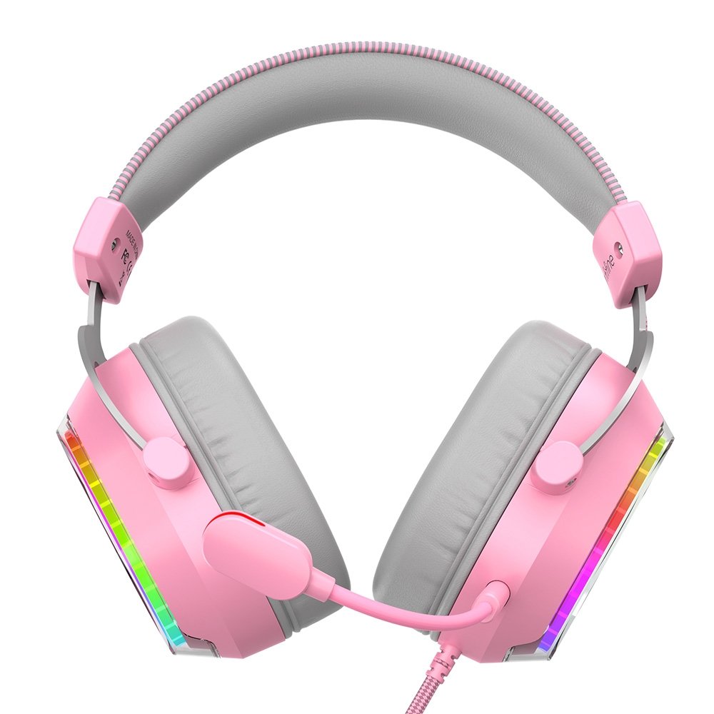 美品 LIGHTING ARUT FALF GENEREPUNIN ゲネレプニン Headset Gamer Fifine H13 RGB 7.1 Rosa USB - H13P