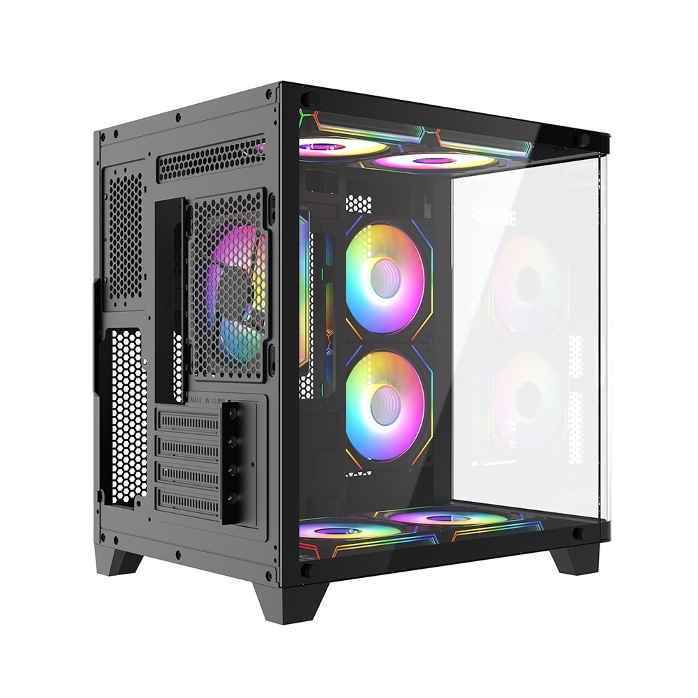Gabinete Gamer Liketec Madness Small, Mini Tower, Micro-ATX, Lateral e Frontal em Vidro Curvo, Sem Fans, Preto - LK-MADNESS-MINI-25-BLK Gabinete Gamer Liketec Madness Small, Mini Tower, Micro-ATX, Lateral e Frontal em Vidro Curvo, Sem Fans, Preto - LK-MADNESS-MINI-25-BLK