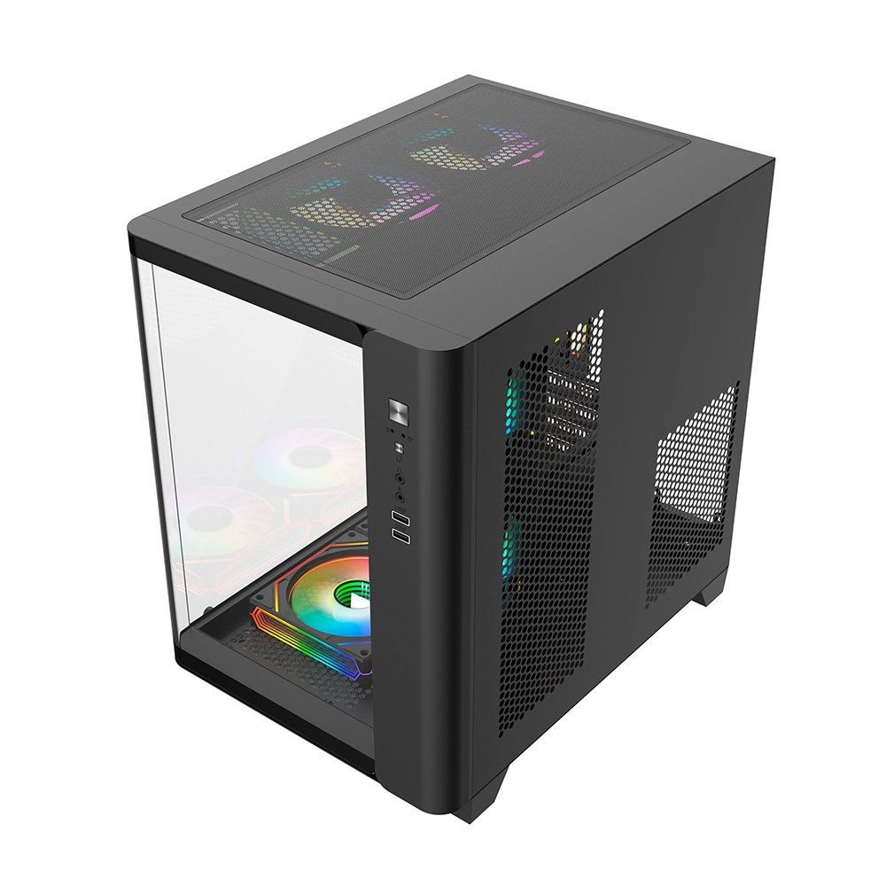 Gabinete Gamer Liketec Madness Small, Mini Tower, Micro-ATX, Lateral e Frontal em Vidro Curvo, Sem Fans, Preto - LK-MADNESS-MINI-25-BLK Gabinete Gamer Liketec Madness Small, Mini Tower, Micro-ATX, Lateral e Frontal em Vidro Curvo, Sem Fans, Preto - LK-MADNESS-MINI-25-BLK