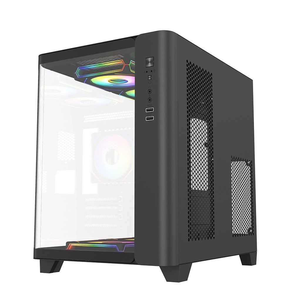 Gabinete Gamer Liketec Madness Small, Mini Tower, Micro-ATX, Lateral e Frontal em Vidro Curvo, Sem Fans, Preto - LK-MADNESS-MINI-25-BLK Gabinete Gamer Liketec Madness Small, Mini Tower, Micro-ATX, Lateral e Frontal em Vidro Curvo, Sem Fans, Preto - LK-MADNESS-MINI-25-BLK