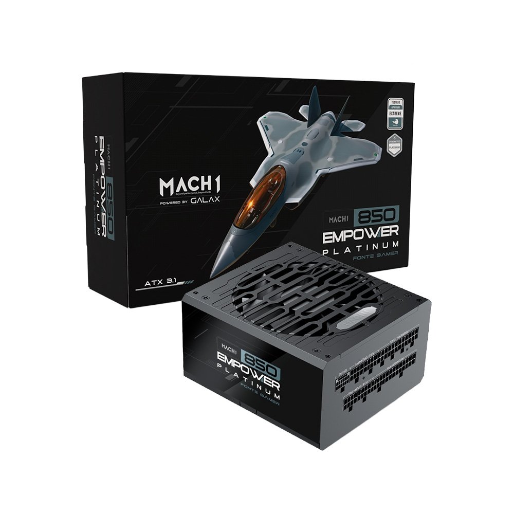 Fonte MACH1 EMPOWER, 850W, 80 Plus Platinum, Modular, PFC Ativo, Preto - 850EMPOWER