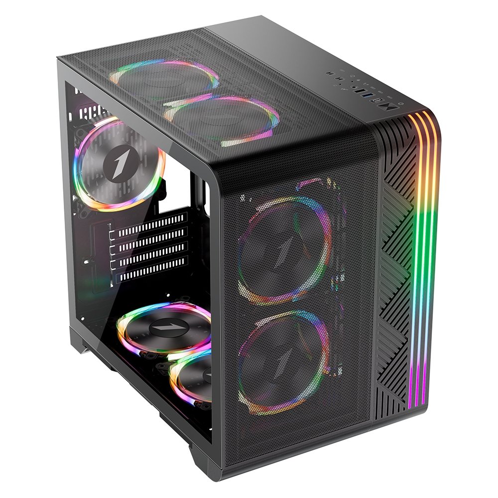 Gabinete Gamer 1STPLAYER VT5, Mid Tower, ATX, Lateral em Vidro Temperado, Sem Fan, Preto - VT5-BK Gabinete Gamer 1STPLAYER VT5, Mid Tower, ATX, Lateral em Vidro Temperado, Sem Fan, Preto - VT5-BK