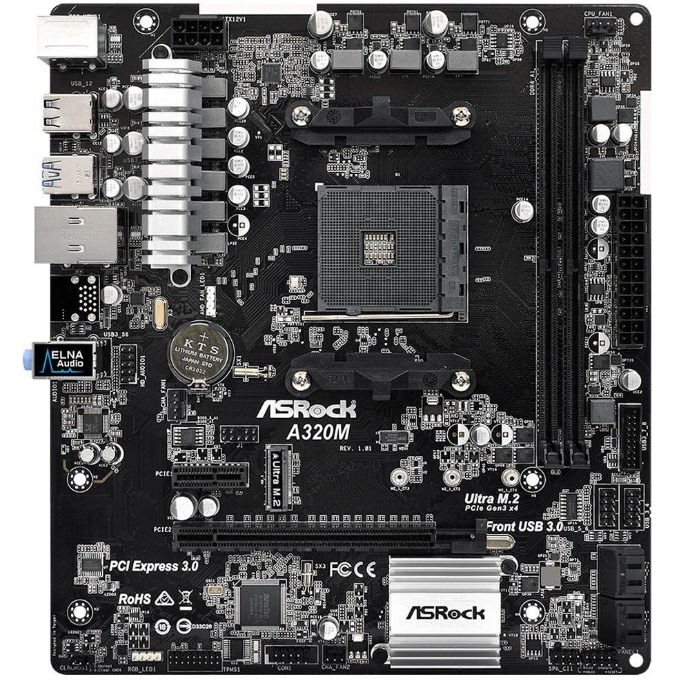 Placa-Mãe ASRock p/ AMD AM4 mATX A320M DDR4 Placa-Mãe ASRock p/ AMD AM4 mATX A320M DDR4