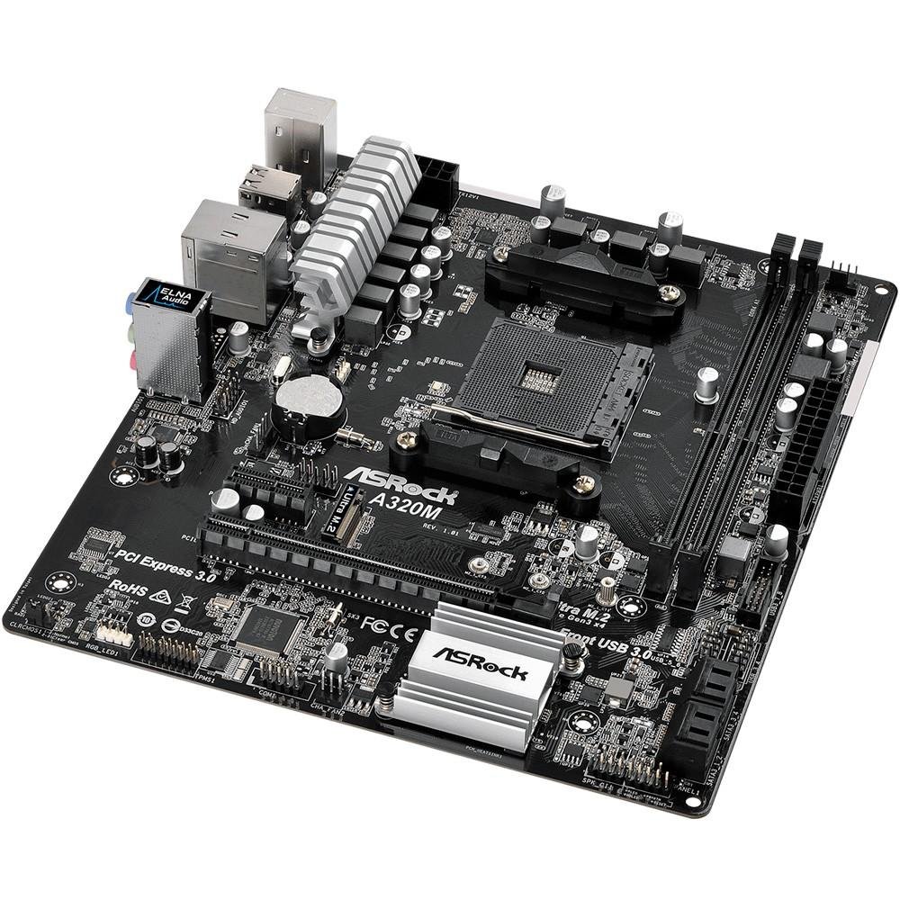 Placa-Mãe ASRock p/ AMD AM4 mATX A320M DDR4 Placa-Mãe ASRock p/ AMD AM4 mATX A320M DDR4