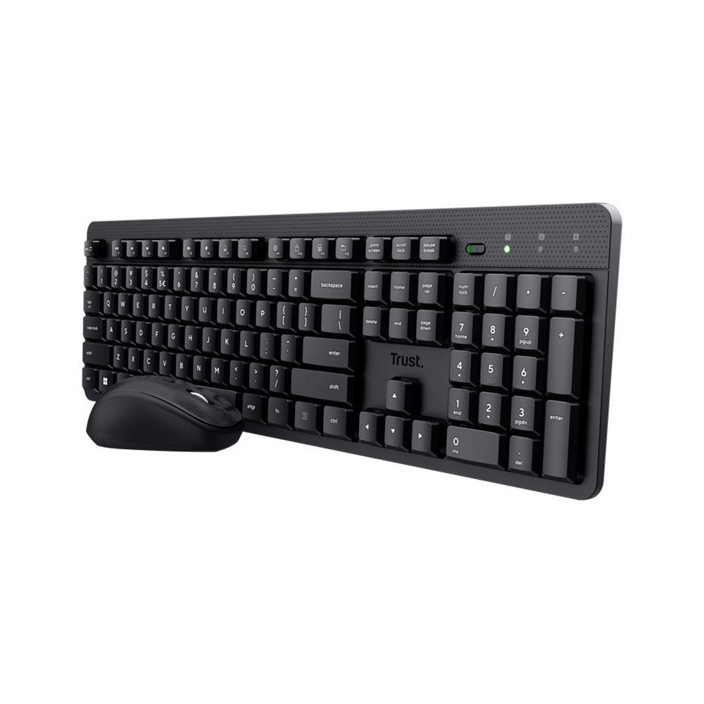 Combo Teclado e Mouse Sem Fio Trust ODY II, 1600 DPI, Pilhas Inclusas, ABNT2, Preto - 26014