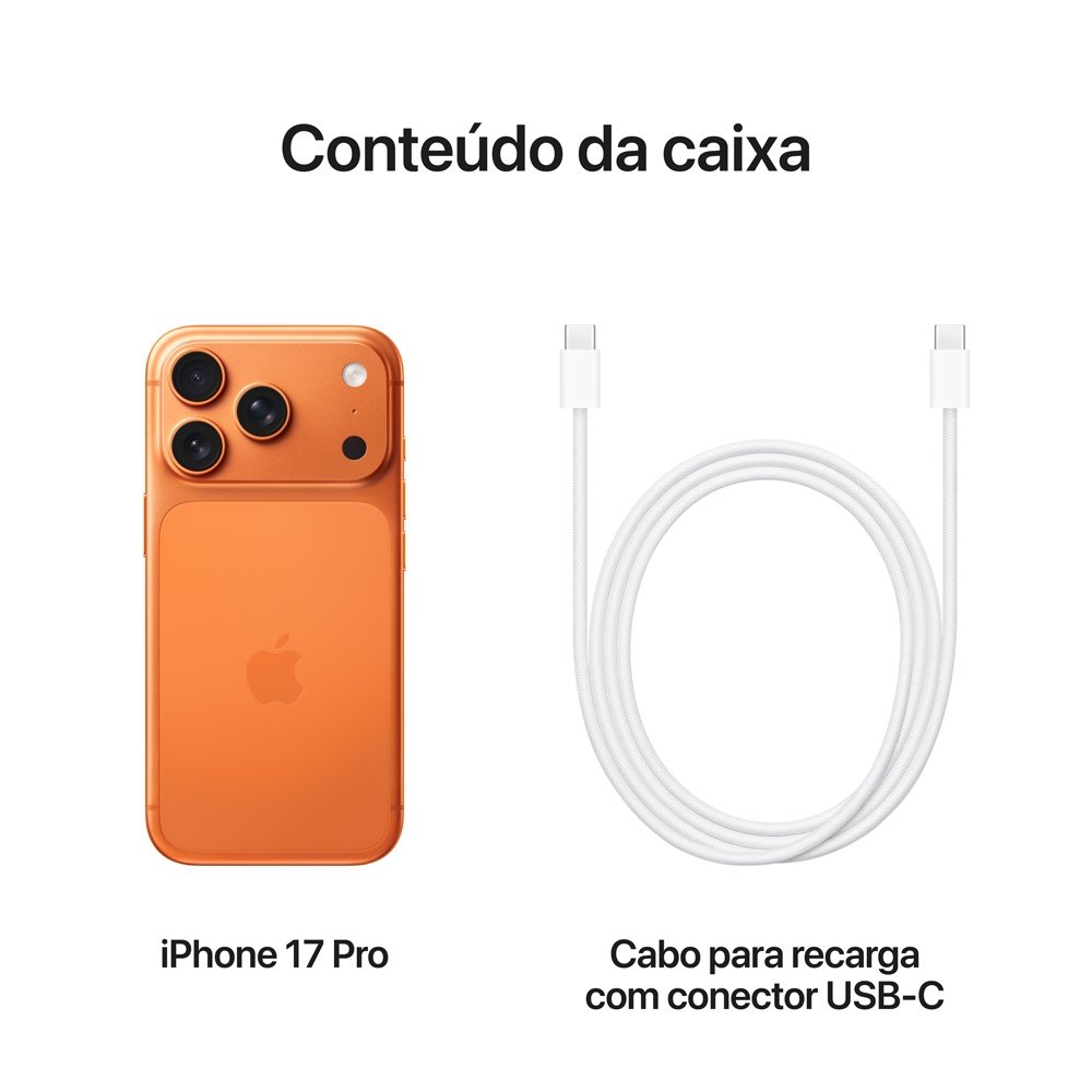 iPhone 17 Pro Apple 512GB, Laranja-cósmico | KaBuM