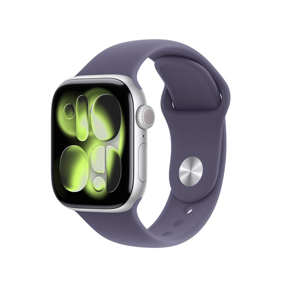 Apple Watch Series 11 GPS, Caixa Prateada de Alumínio de 42 mm, Pulseira Esportiva Roxo-névoa, Tamanho P/M - MEU64AM/A