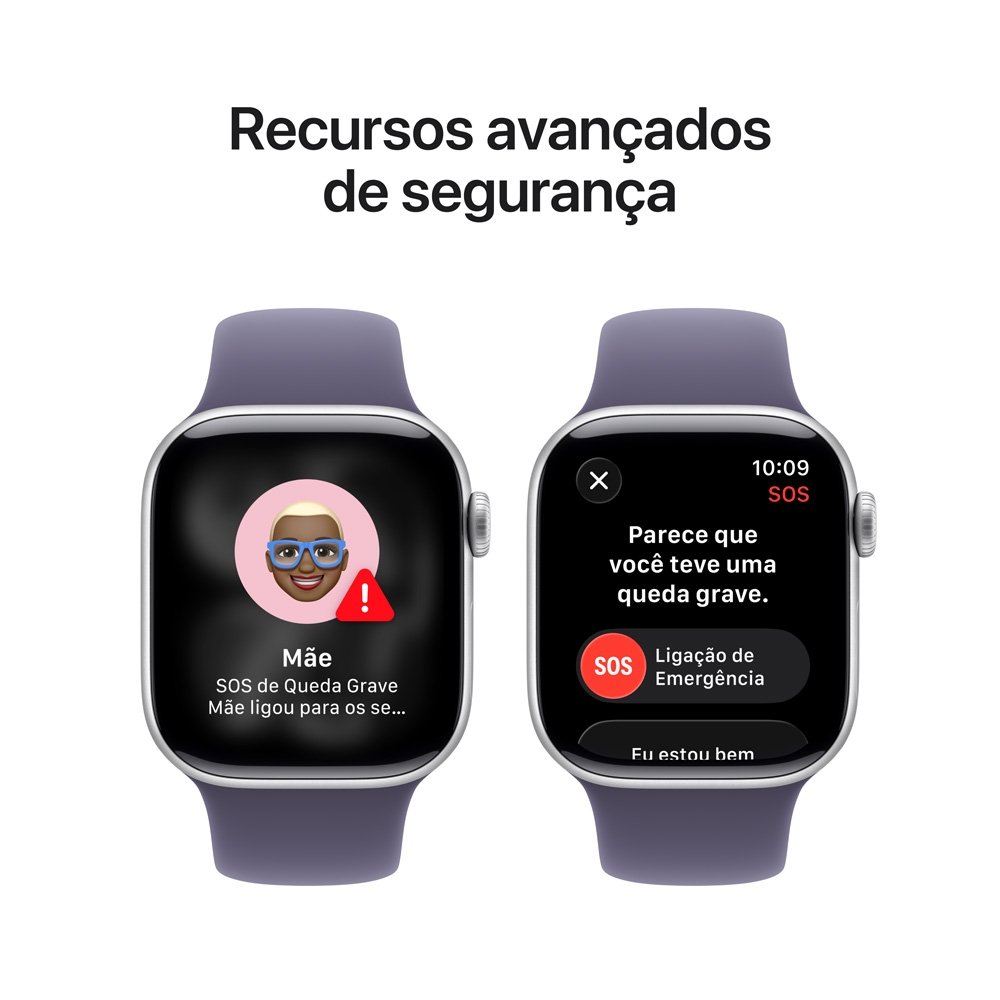 Apple Watch Series 11 GPS, Caixa Prateada de Alumínio de 42 mm, Pulseira Esportiva Roxo-névoa, Tamanho P/M - MEU64AM/A