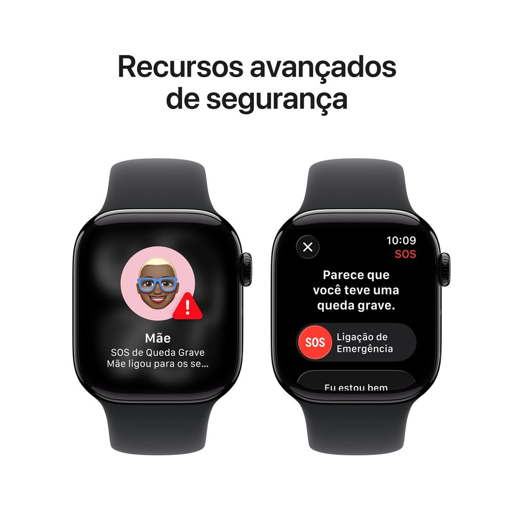 Apple Watch Series 11 GPS, Caixa Preta Brilhante de Alumínio de 42 mm, Pulseira Esportiva Preta, Tamanho P/M - MEQT4AM/A