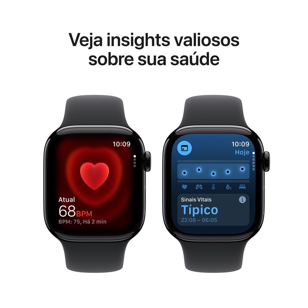 Apple Watch Series 11 GPS, Caixa Preta Brilhante de Alumínio de 42 mm, Pulseira Esportiva Preta, Tamanho P/M - MEQT4AM/A