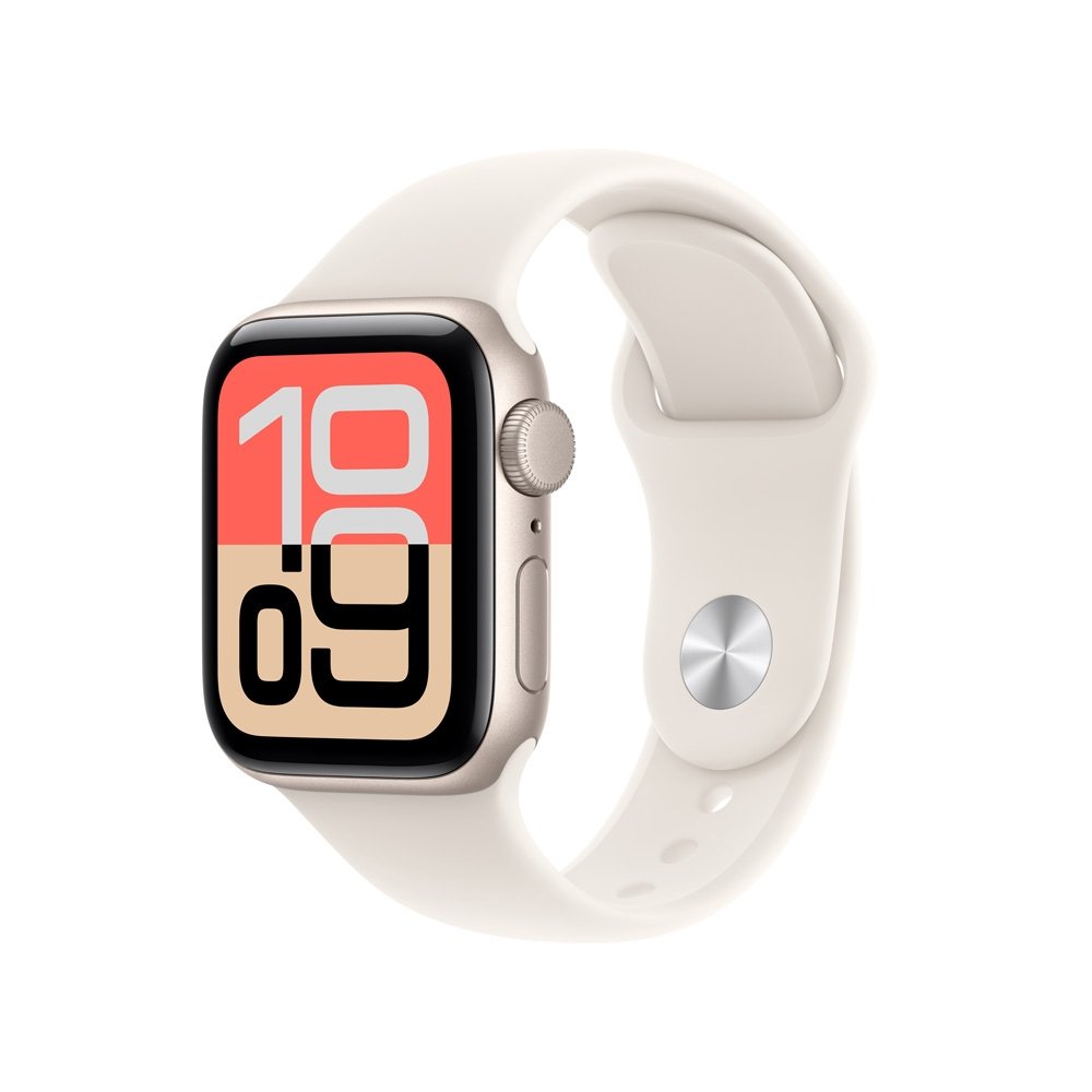Apple Watch SE 3 GPS, Caixa Estelar de Alumínio de 40 mm, Pulseira Esportiva Estelar, Tamanho M/G - MEH54AM/A Apple Watch SE 3 GPS, Caixa Estelar de Alumínio de 40 mm, Pulseira Esportiva Estelar, Tamanho M/G - MEH54AM/A