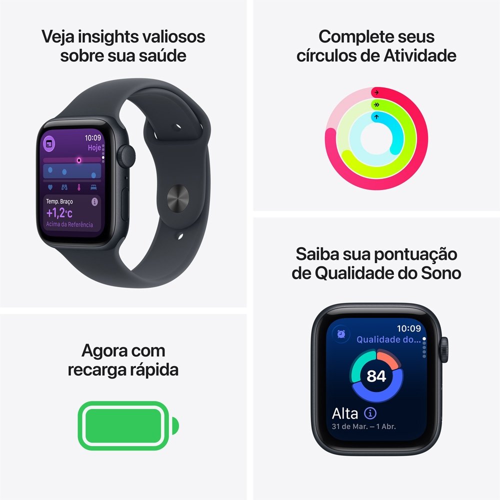 Apple Watch SE 3 GPS, Caixa Estelar de Alumínio de 40 mm, Pulseira Esportiva Estelar, Tamanho M/G - MEH54AM/A Apple Watch SE 3 GPS, Caixa Estelar de Alumínio de 40 mm, Pulseira Esportiva Estelar, Tamanho M/G - MEH54AM/A