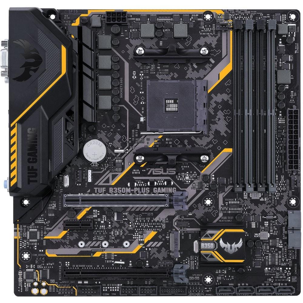 Placa-Mãe Asus TUF B350M-Plus Gaming, AMD AM4, mATX, DDR4 Placa-Mãe Asus TUF B350M-Plus Gaming, AMD AM4, mATX, DDR4