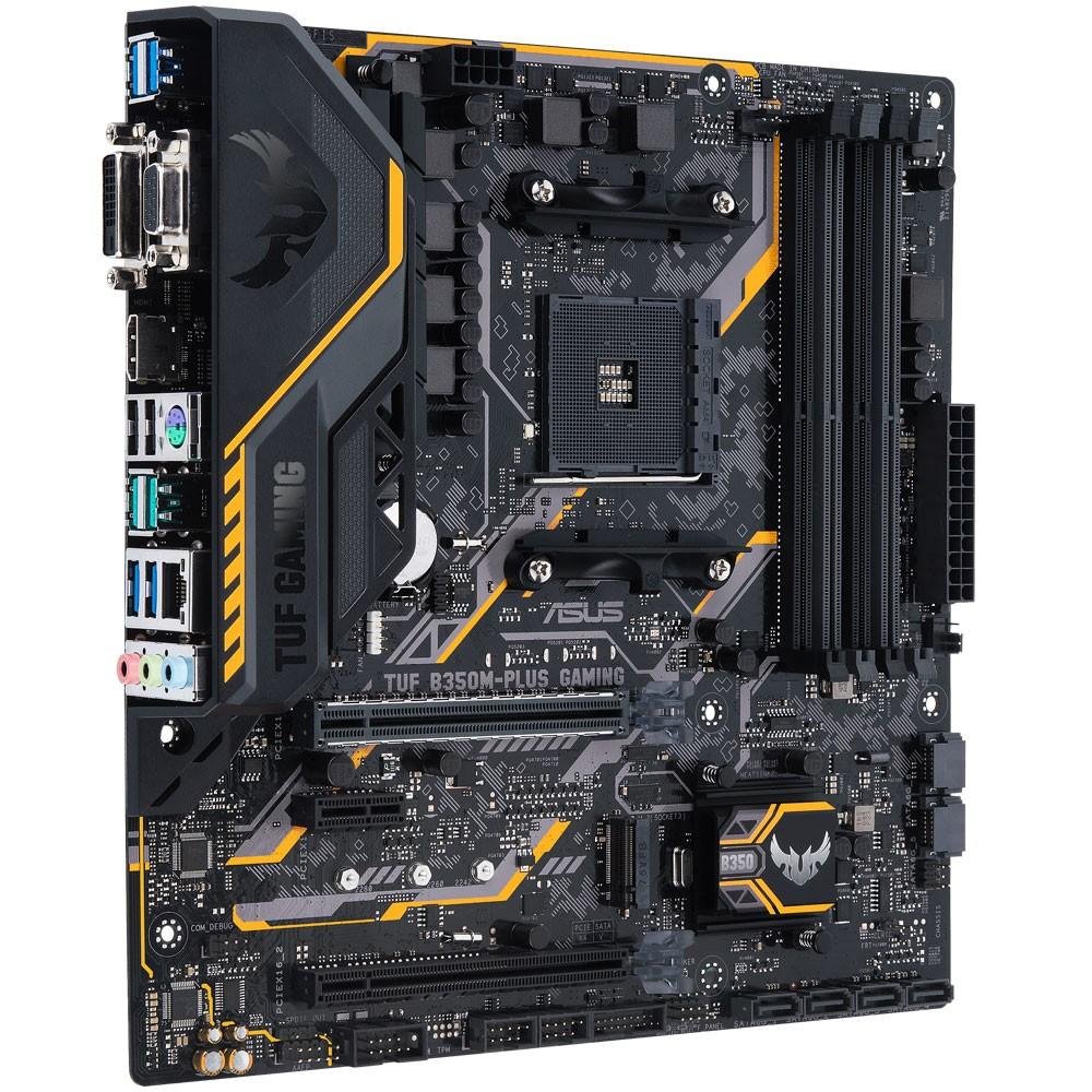 Placa-Mãe Asus TUF B350M-Plus Gaming, AMD AM4, mATX, DDR4 Placa-Mãe Asus TUF B350M-Plus Gaming, AMD AM4, mATX, DDR4