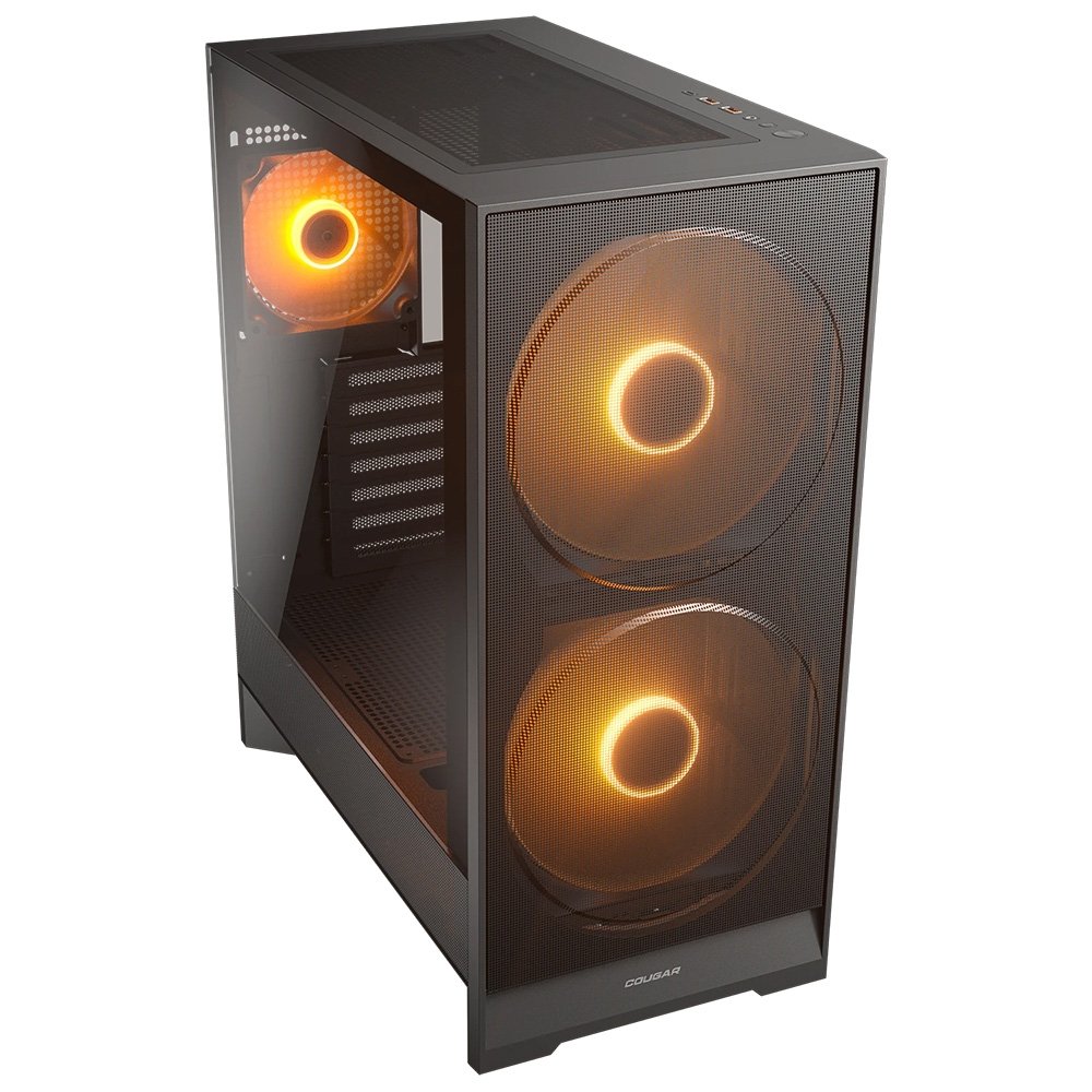 Gabinete Gamer Cougar MX610, Mid Tower, E-ATX, Lateral em Vidro Temperado, com 3 Fans, Preto - 385VA40.0001