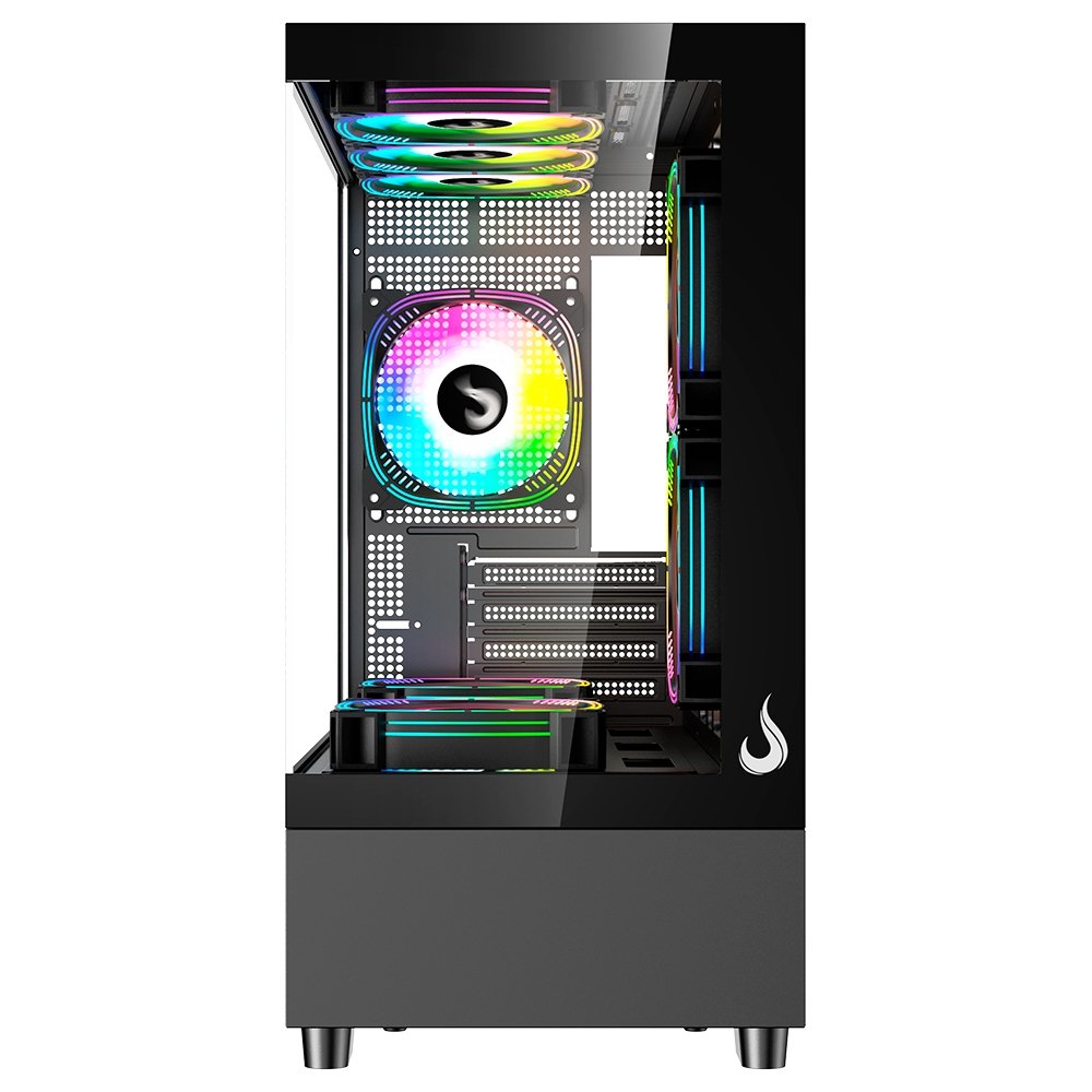 Gabinete Gamer Rise Mode Crystal Glass 03, Mid Tower, Lateral e Frontal em vidro, Preto - RM-CA-CY-03-FB Gabinete Gamer Rise Mode Crystal Glass 03, Mid Tower, Lateral e Frontal em vidro, Preto - RM-CA-CY-03-FB