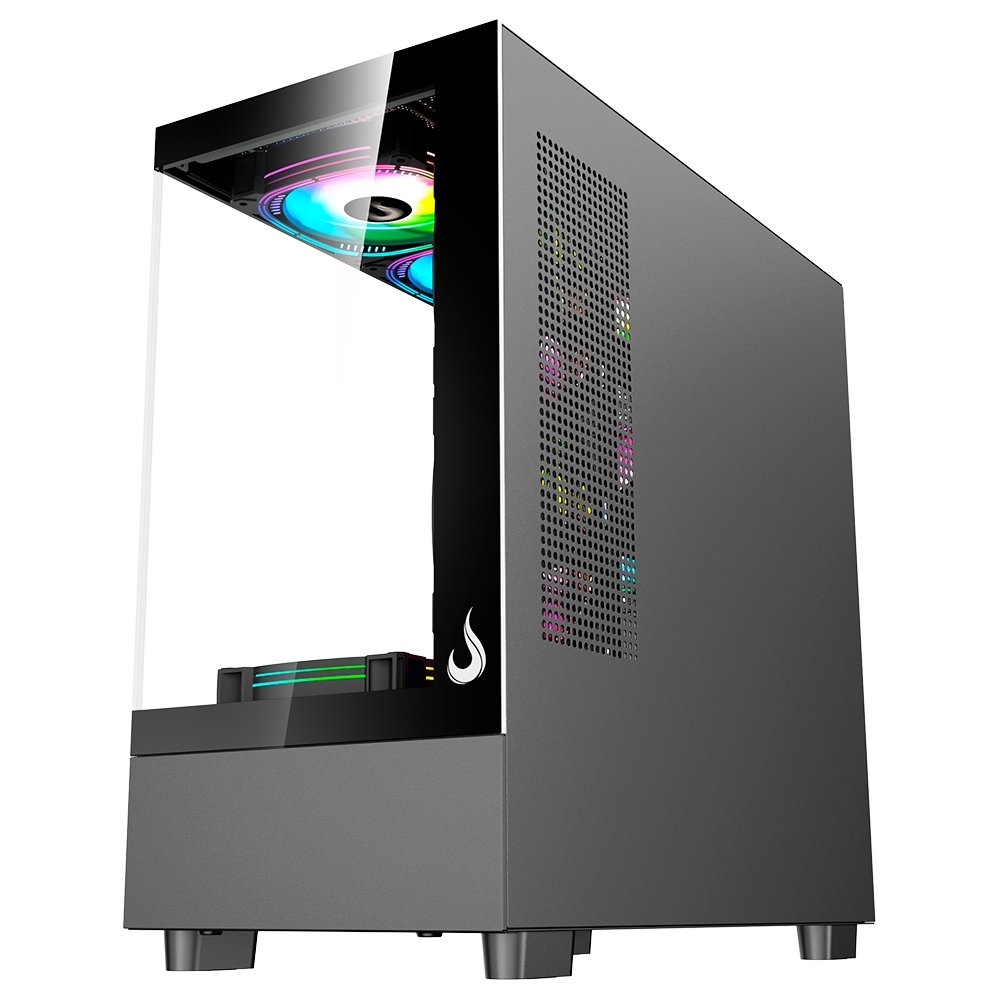 Gabinete Gamer Rise Mode Crystal Glass 03, Mid Tower, Lateral e Frontal em vidro, Preto - RM-CA-CY-03-FB Gabinete Gamer Rise Mode Crystal Glass 03, Mid Tower, Lateral e Frontal em vidro, Preto - RM-CA-CY-03-FB