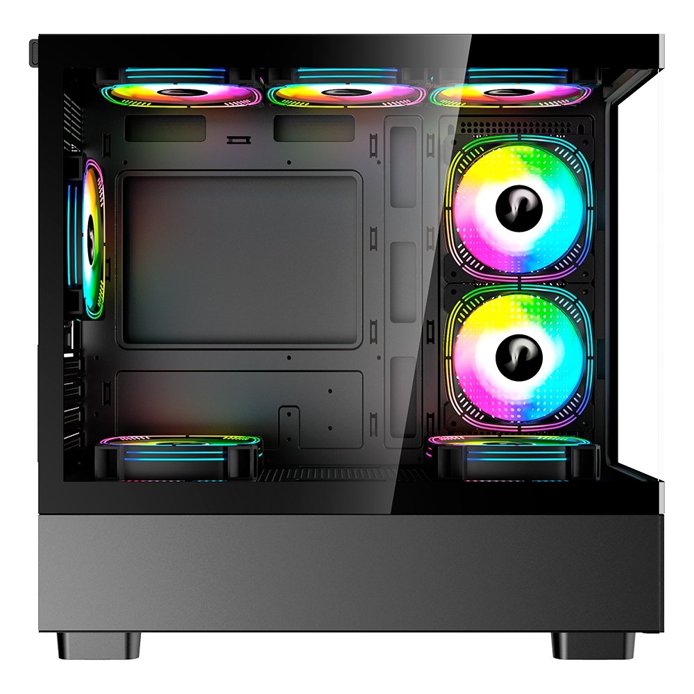 Gabinete Gamer Rise Mode Crystal Glass 03, Mid Tower, Lateral e Frontal em vidro, Preto - RM-CA-CY-03-FB Gabinete Gamer Rise Mode Crystal Glass 03, Mid Tower, Lateral e Frontal em vidro, Preto - RM-CA-CY-03-FB