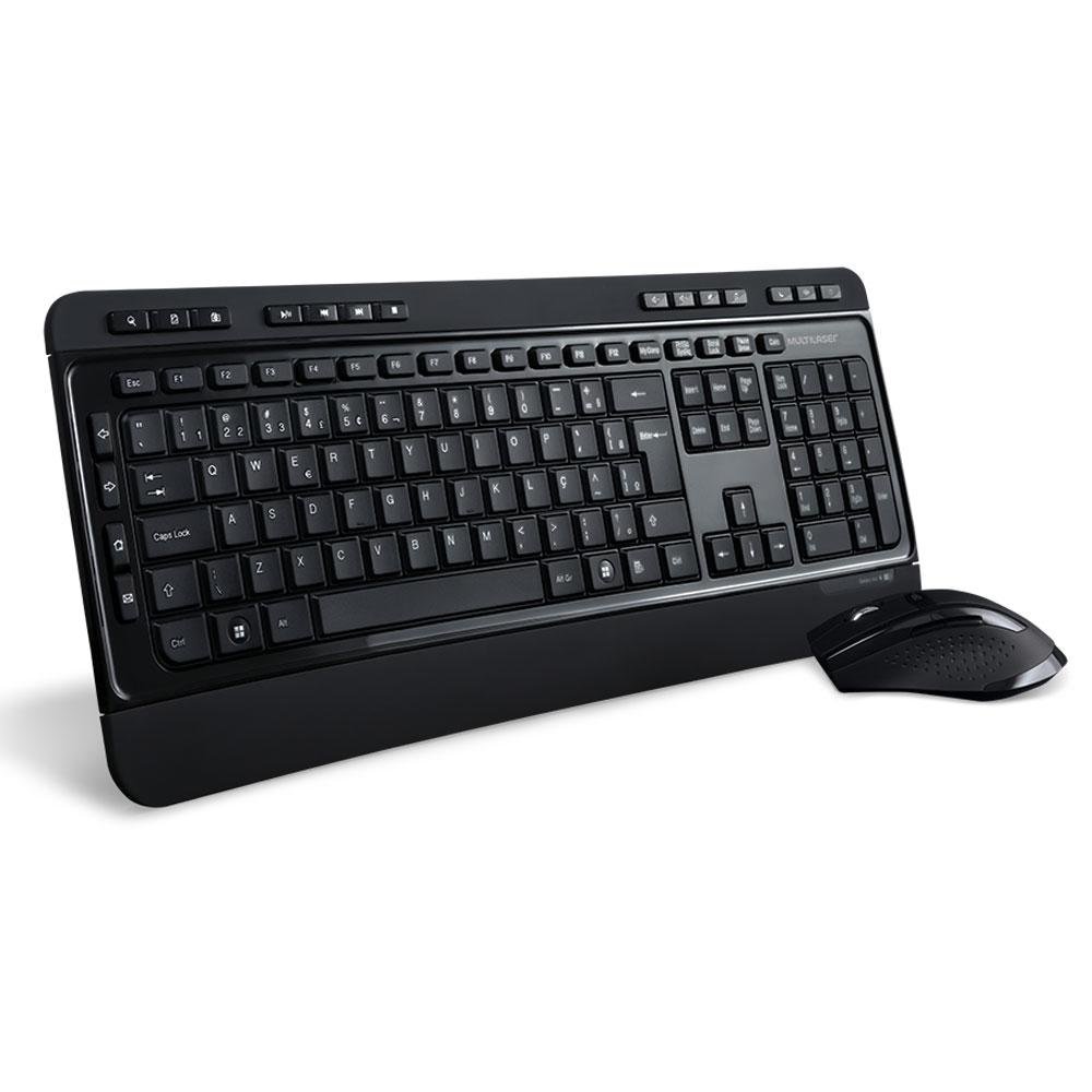 Teclado e Mouse Sem Fio Multilaser Multimidia 2.4Ghz ABNT2 Preto - TC215 Teclado e Mouse Sem Fio Multilaser Multimidia 2.4Ghz ABNT2 Preto - TC215