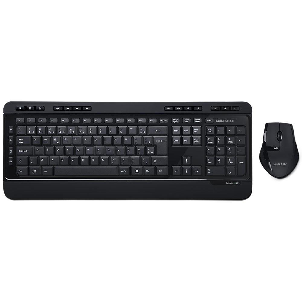 Teclado e Mouse Sem Fio Multilaser Multimidia 2.4Ghz ABNT2 Preto - TC215 Teclado e Mouse Sem Fio Multilaser Multimidia 2.4Ghz ABNT2 Preto - TC215