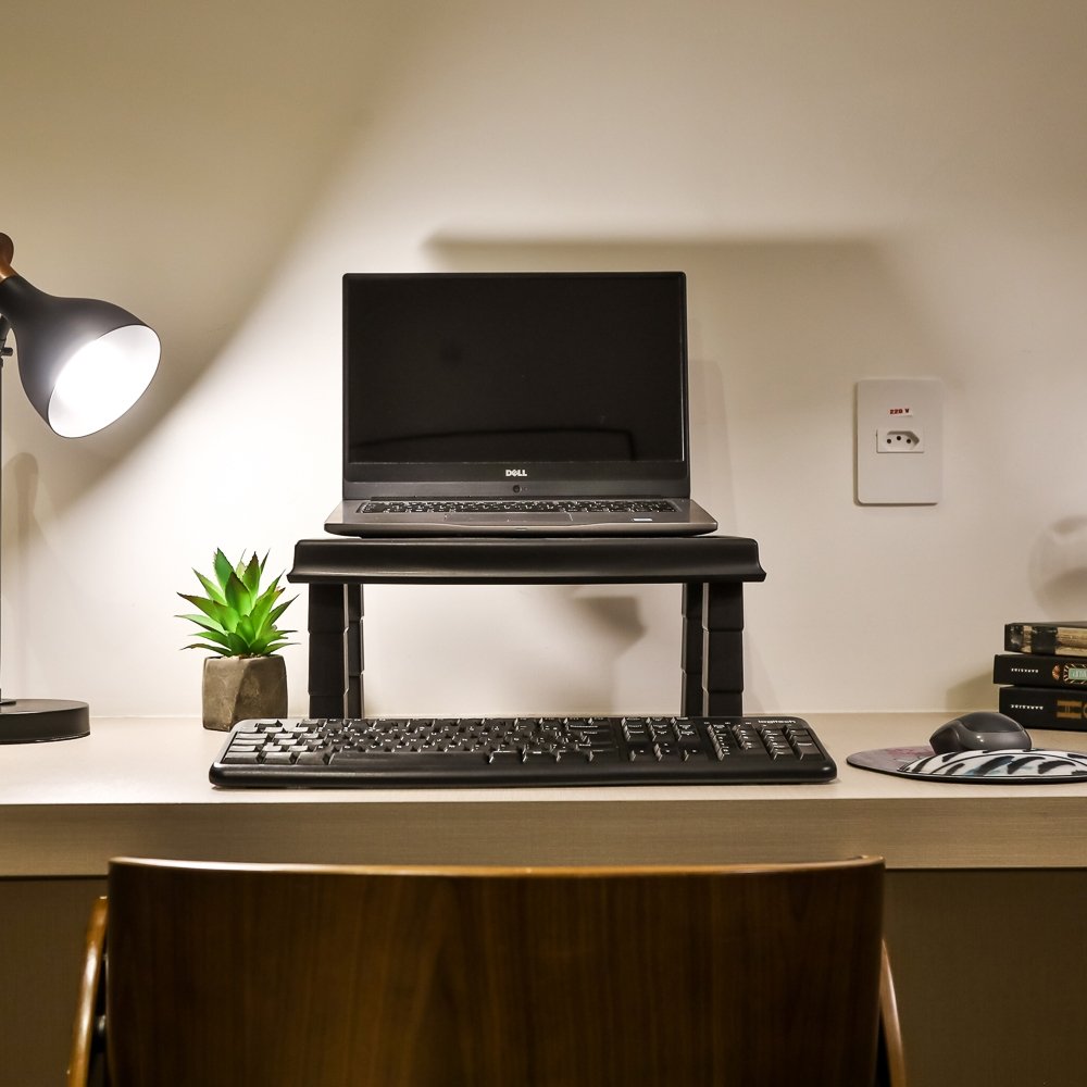 Suporte Ergonômico para Monitor e Notebook Reliza Ergonew 3, Ajuste com 3 Níveis de Altura, Preto - 11379