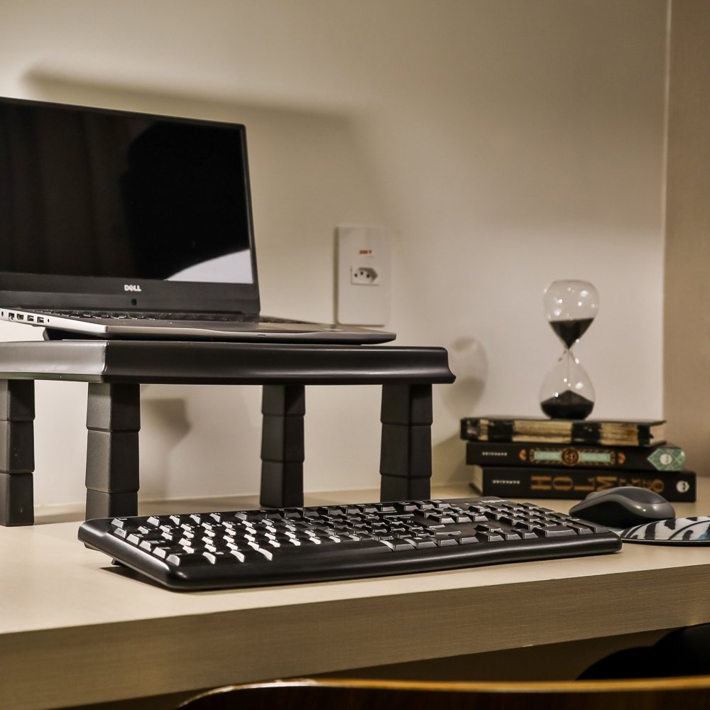 Suporte Ergonômico para Monitor e Notebook Reliza Ergonew 3, Ajuste com 3 Níveis de Altura, Preto - 11379